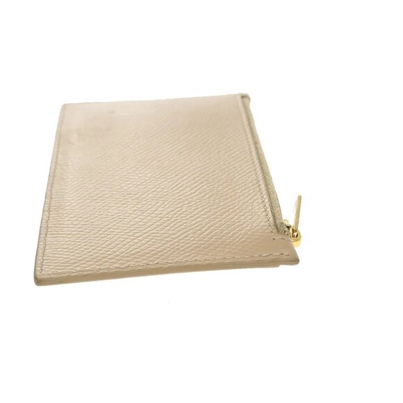 CELINE Logo Fragment Card Coin Case Wallet Leather Beige Gold Italy 60KB230 - Picture 5 of 13